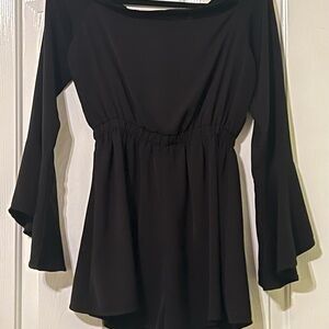 Black Flared Sleeve Romper